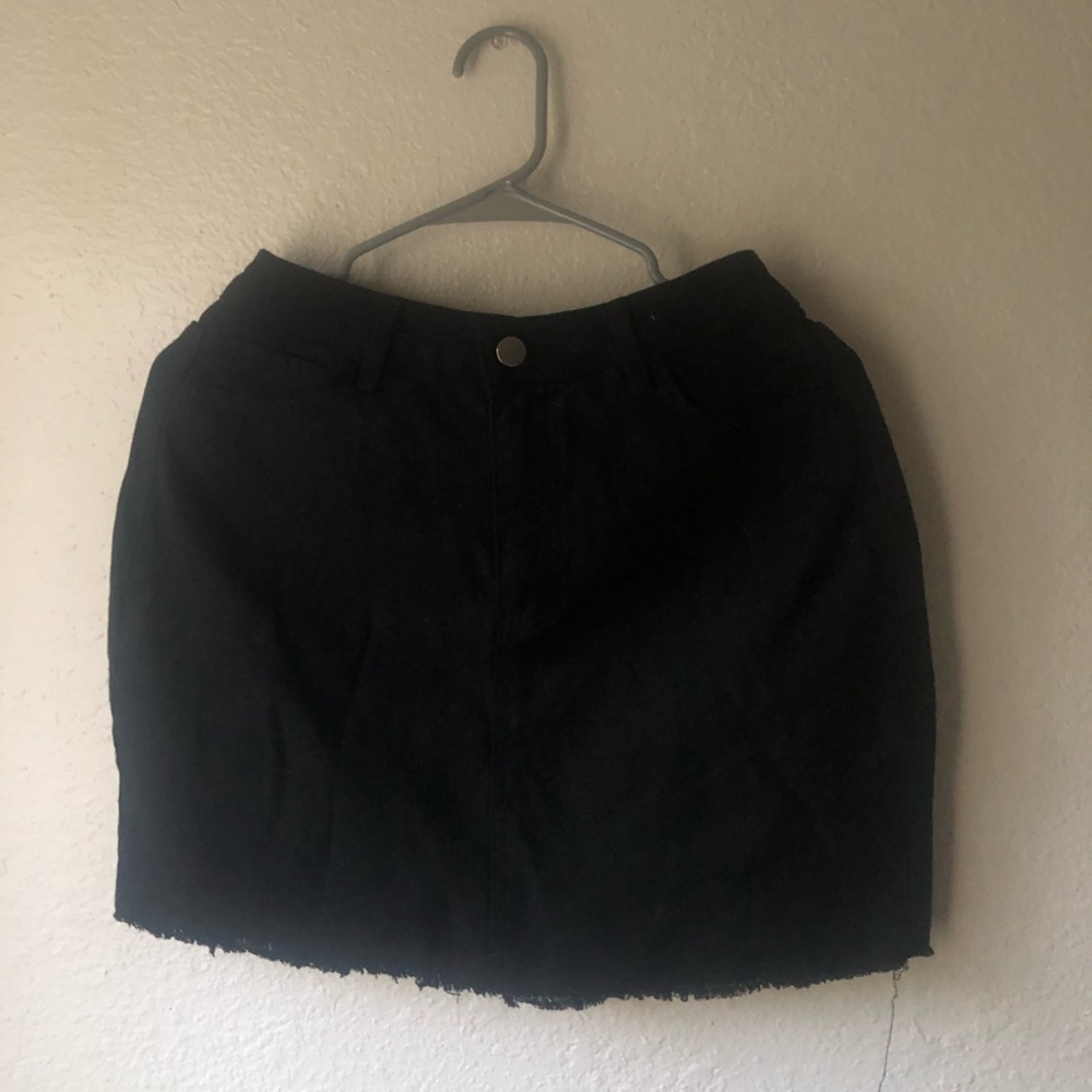 Boohoo black jean skirt